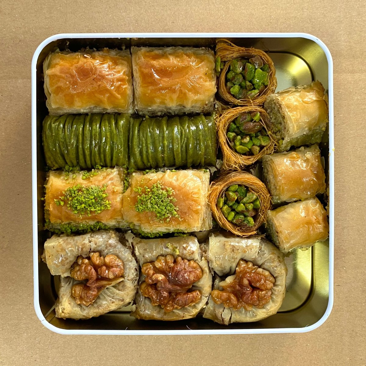 Asi | Assorted Pistachio and Walnut Baklava in Gift Metal Box - TryAladdin