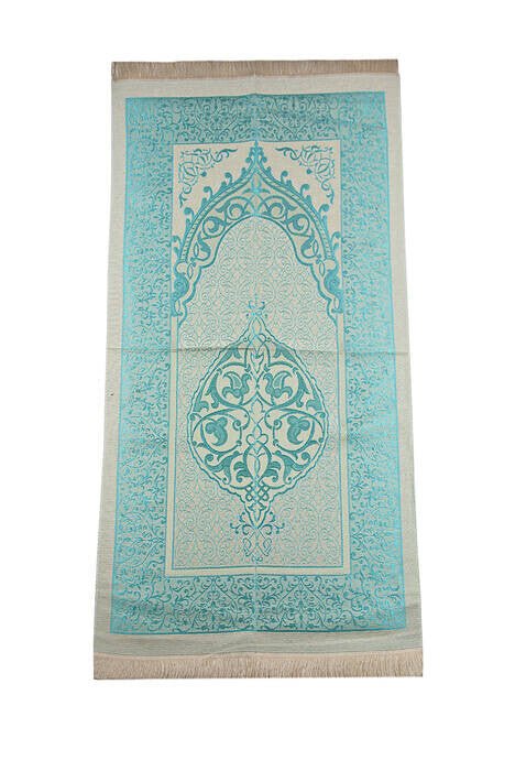 Cylender Boxed Prayer Rug and Pearl Tasbih Gift Set, Blue - TryAladdin