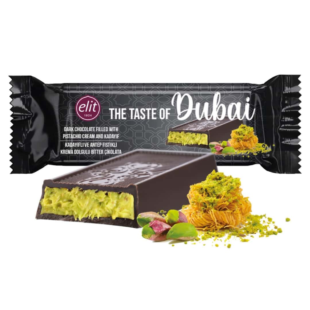 Elit Dubai Dark Chocolate with Pistachio Cream and Crispy Kataifi - 30g - TryAladdin