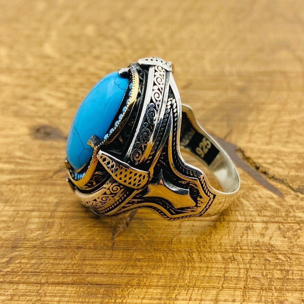 Men Natural Turquoise Ring - TryAladdin