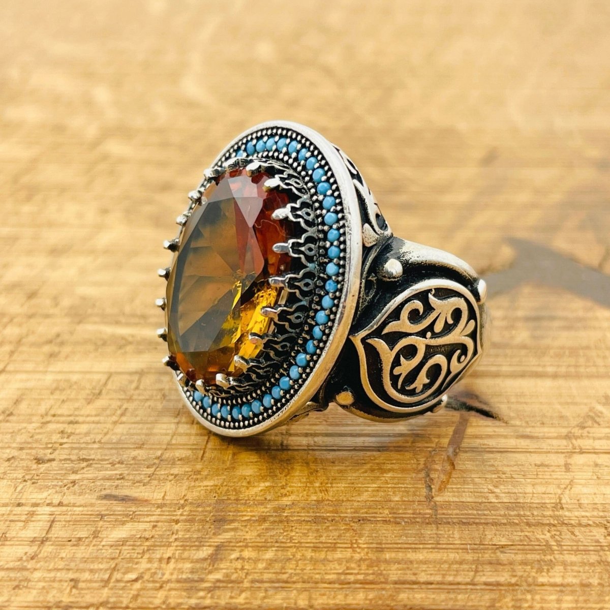 Multi - Color Zultanite Stone Ottoman Men's Ring - TryAladdin