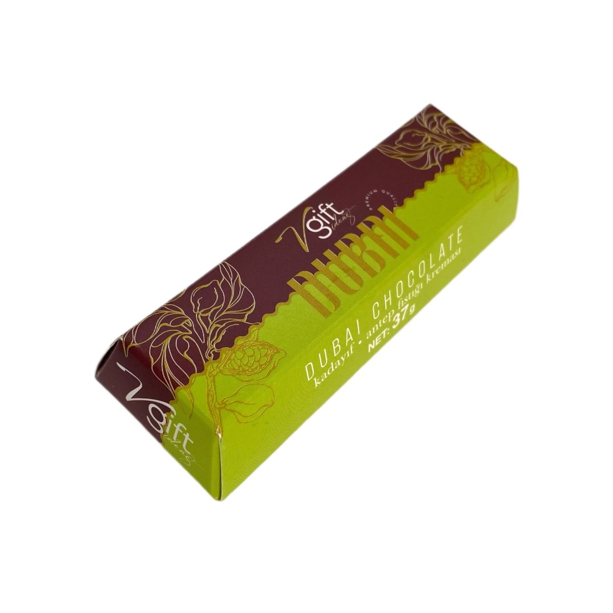 V - Gift Pistachio Praline Dubai Chocolate Bar – Crispy & Nutty Delight 37gr - TryAladdin