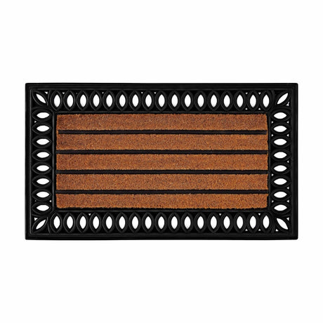 Cashmere Rug with Rubber - Edged Striped Coco Doormat - TryAladdin