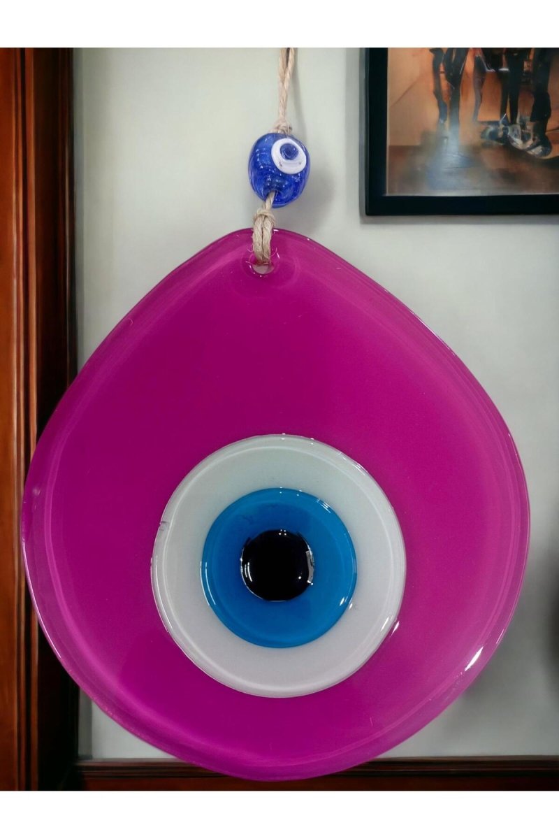 Blue Nazar Beaded Pink Color Drop Pattern Handmade Wall Ornament - TryAladdin