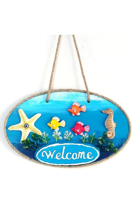 Sea Themed Fishing Sea Horse Sea Star Welcome Printed Handmade Door Ornament - TryAladdin