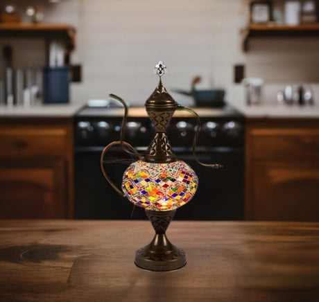 HND Handicraft | Handmade Glass Mosaic Desk Lamp, Mosaic Colors Teapot Design - TryAladdin