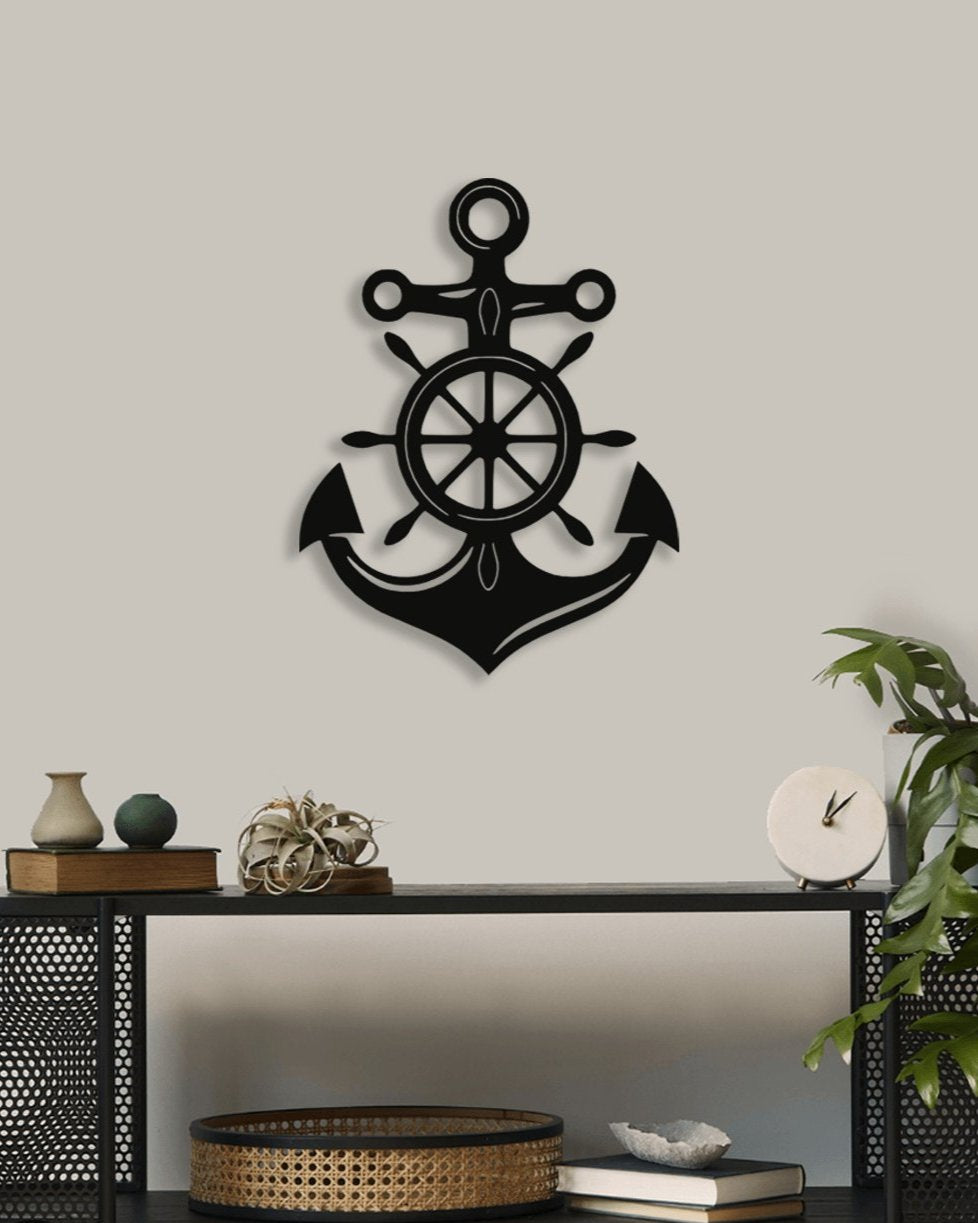 NR Dizayn | Anchor Helm Decorative Metal Wall Art - TryAladdin