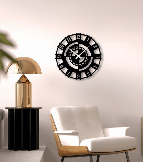 NR Dizayn | Decorative Metal Wall Clock with Mechanical Motifs - TryAladdin