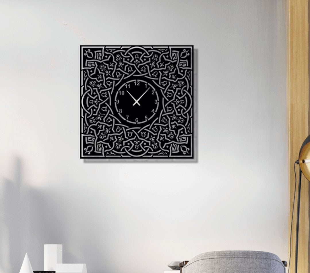 NR Dizayn | Decorative Square Metal Wall Clock - TryAladdin