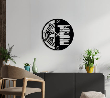 NR Dizayn | Piano Decorative Meta Walll Clock - TryAladdin