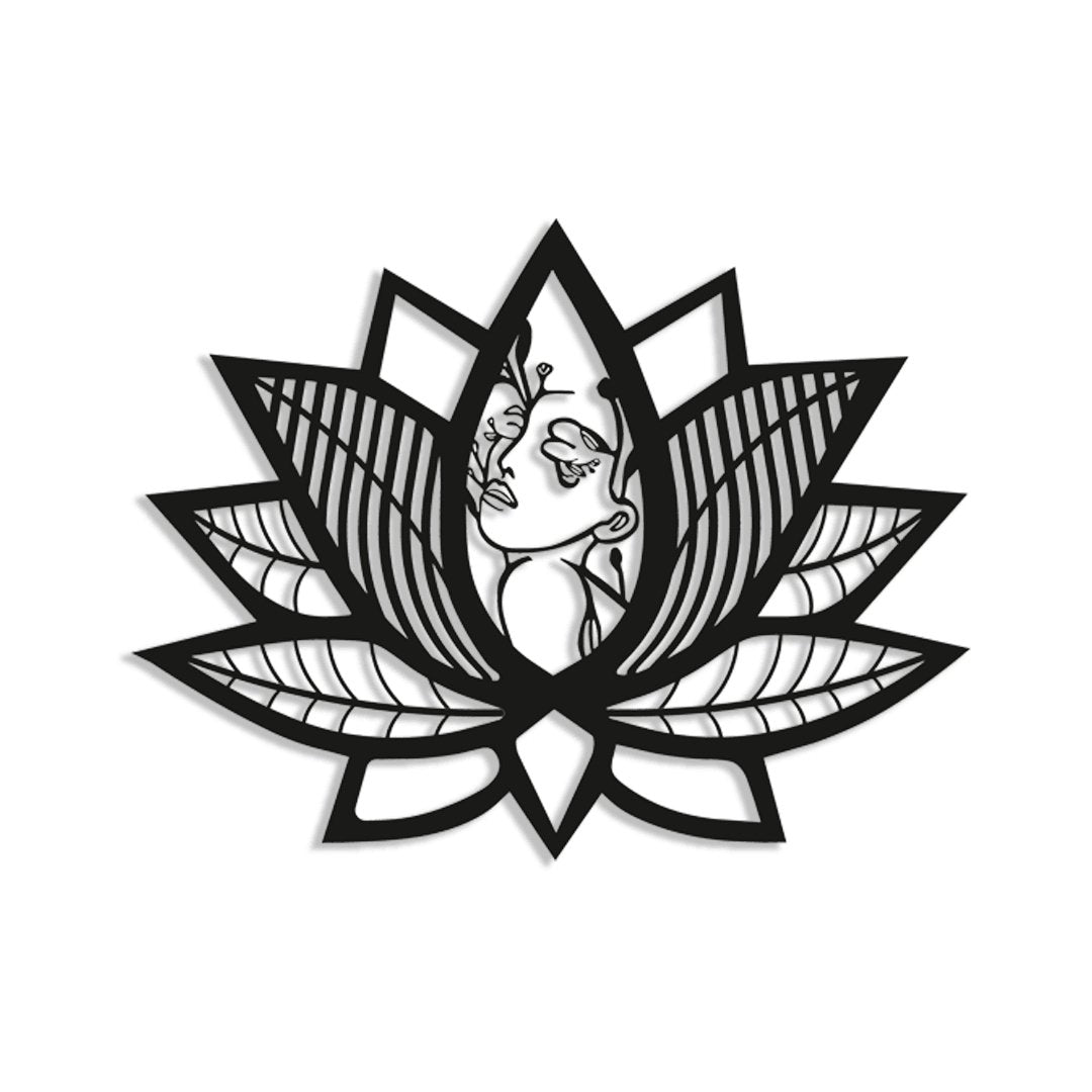 NR Dizayn | Woman & Lotus Decorative Metal Wall Art - TryAladdin