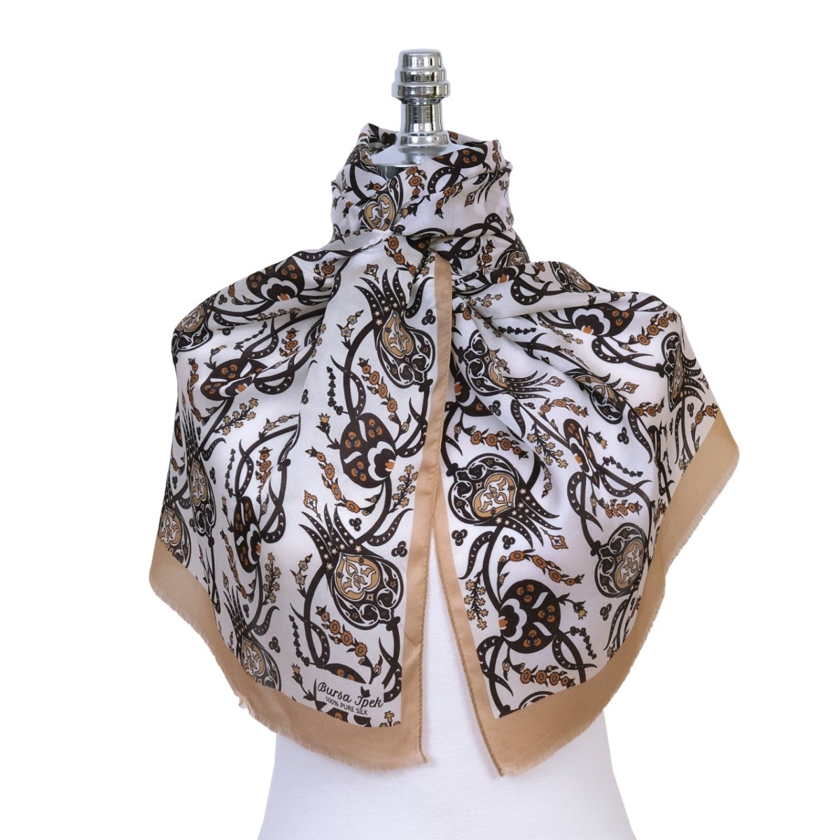 Sirali Lale Breathable Silk Scarf in Tumbleweed Brown Color - TryAladdin