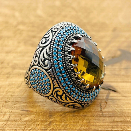 Handmade Ottoman Multi - Color Zultanite Stone Men's Ring - TryAladdin
