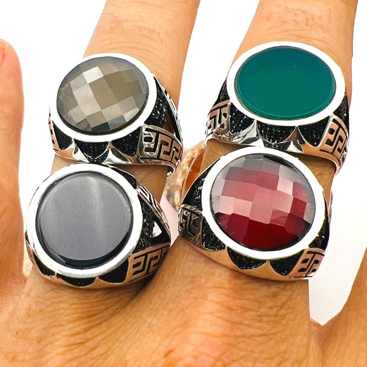 Men's Green Agate Stone Ring - TryAladdin