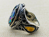 Mystic Topaz Stone Silver Ring - TryAladdin