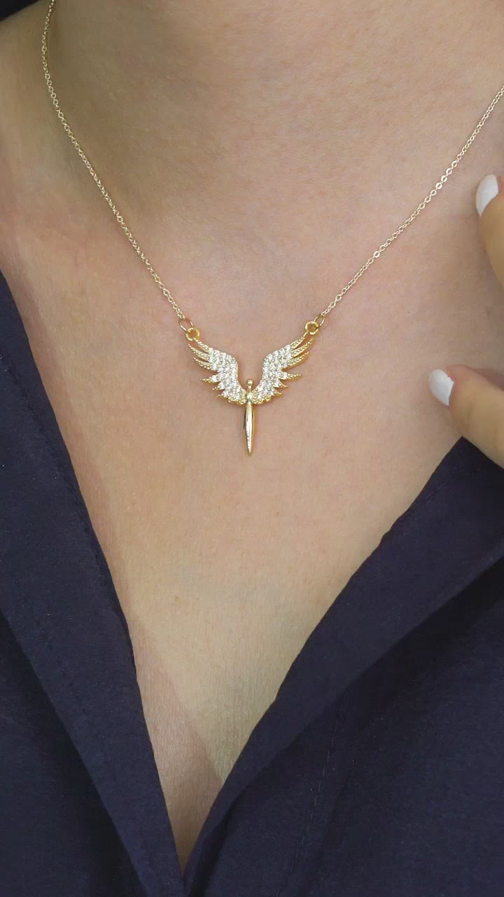 Taki | Gelbe Michael Angel Damenkette mit goldfarbenen Steinen