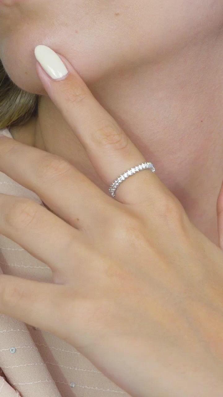 Taki | Einreihiger Stein Damen Silberring Dünn 3 Farben