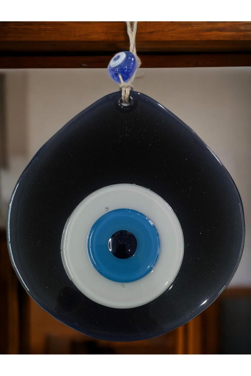 Blue Nazar Beaded Black Color Nazar Bead Drop Pattern Handmade Wall Ornament - TryAladdin