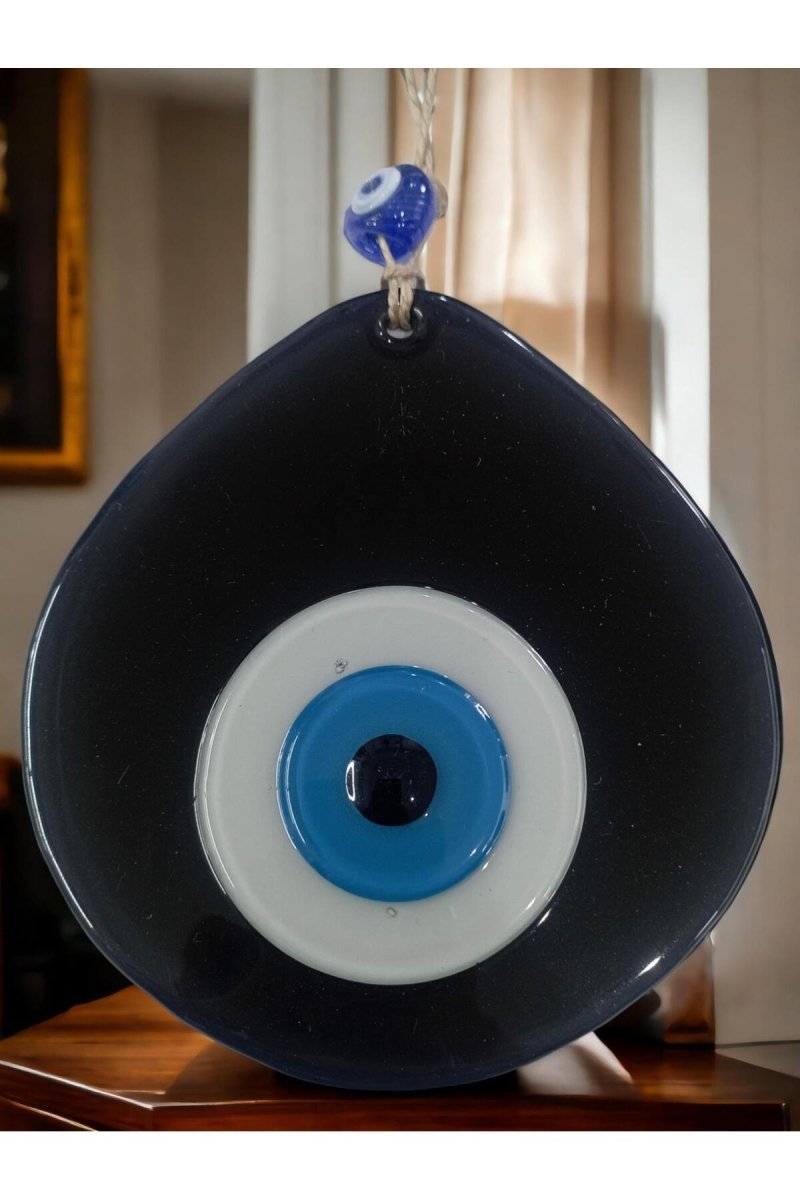 Blue Nazar Beaded Black Color Nazar Bead Drop Pattern Handmade Wall Ornament - TryAladdin