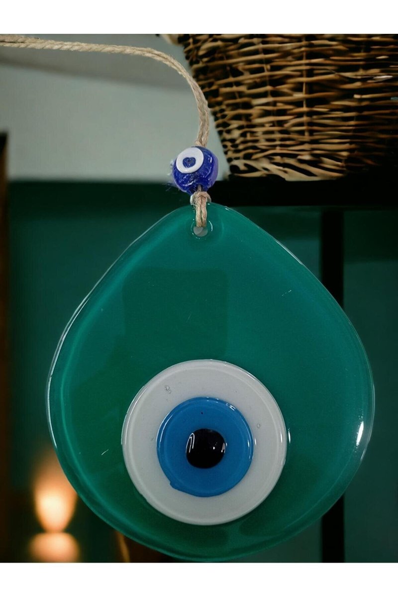 Blue Nazar Beaded Green Color Drop Pattern Handmade Wall Ornament - TryAladdin