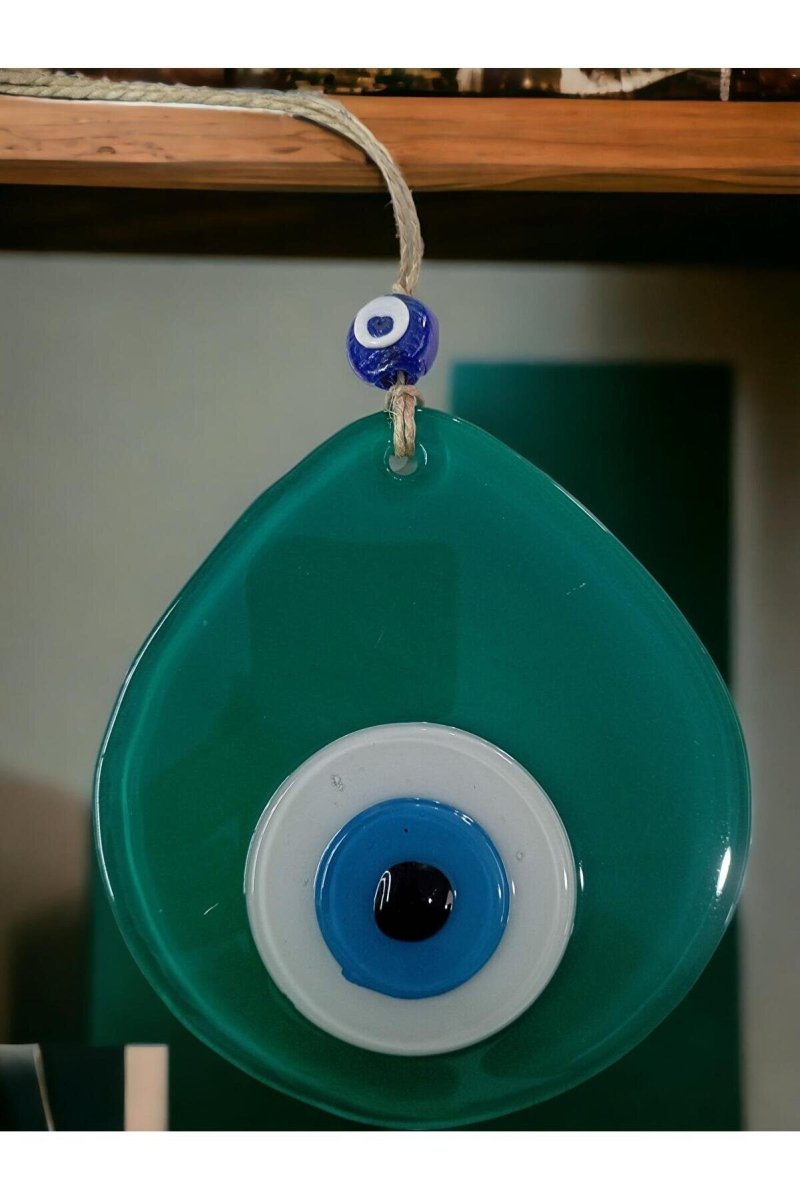 Blue Nazar Beaded Green Color Drop Pattern Handmade Wall Ornament - TryAladdin