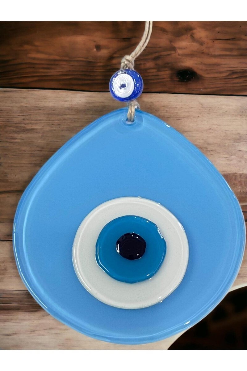 Blue Nazar Beaded Light Blue Color Drop Pattern Handmade Wall Ornament - TryAladdin