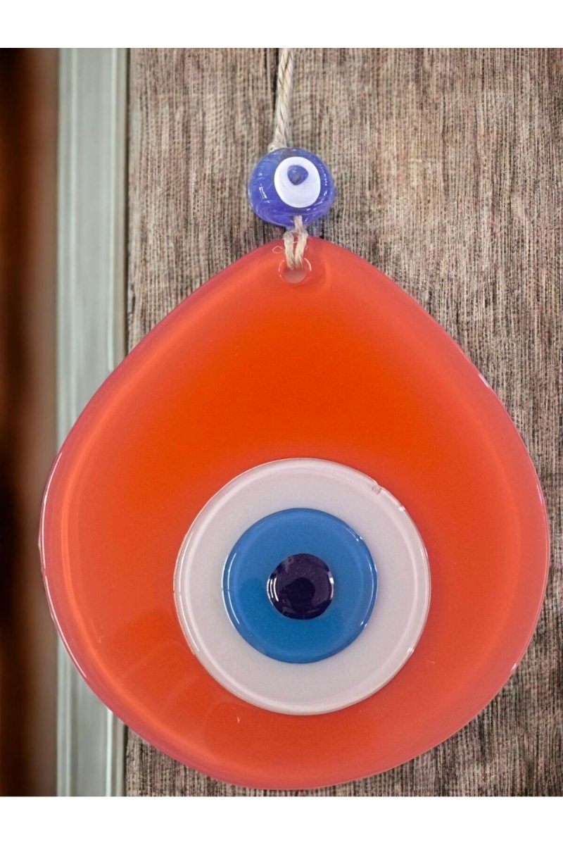 Blue Nazar Beaded Orange Color Nazar Bead Drop Pattern - TryAladdin