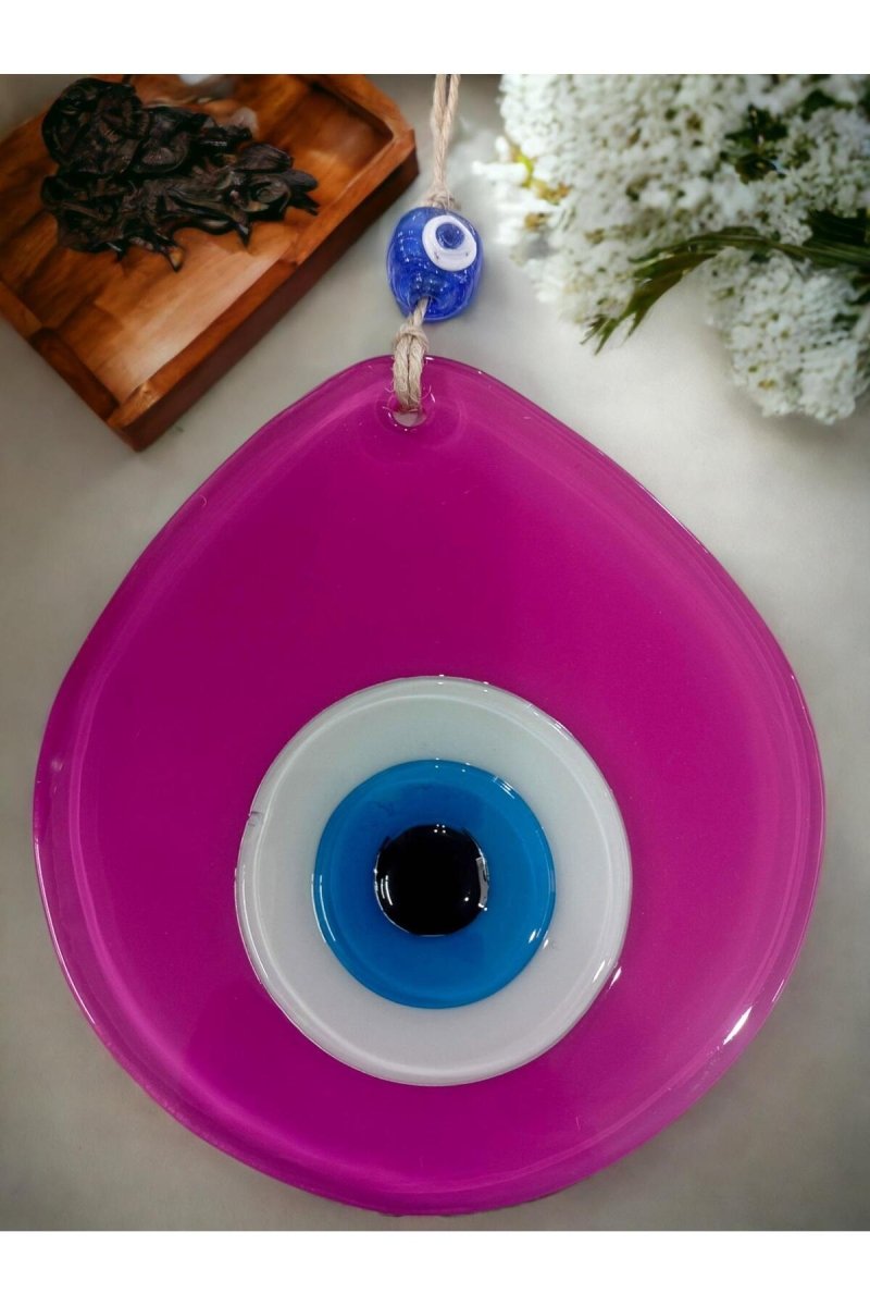 Blue Nazar Beaded Pink Color Drop Pattern Handmade Wall Ornament - TryAladdin