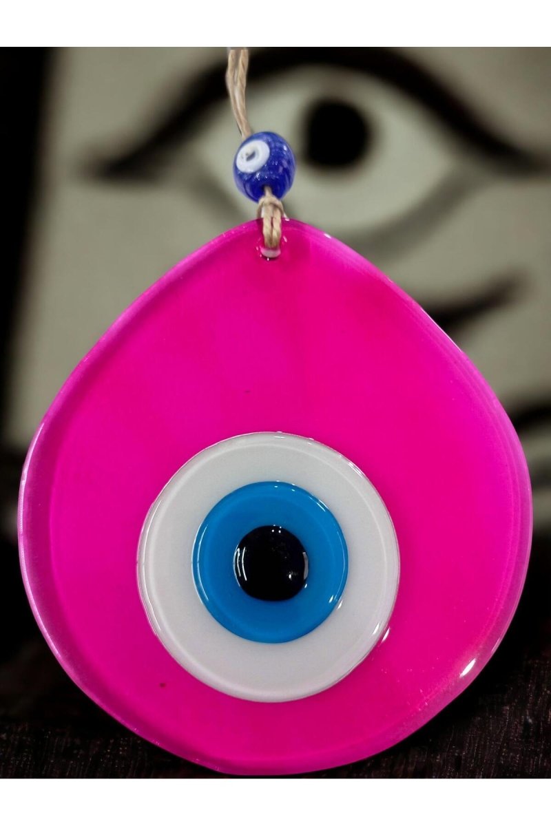 Blue Nazar Beaded Transparent Pink Color Drop Pattern Handmade Wall Ornament - TryAladdin