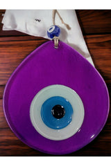 Blue Nazar Beaded Transparent Purple Color Drop Pattern Handmade Wall Ornament - TryAladdin
