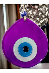 Blue Nazar Beaded Transparent Purple Color Drop Pattern Handmade Wall Ornament - TryAladdin