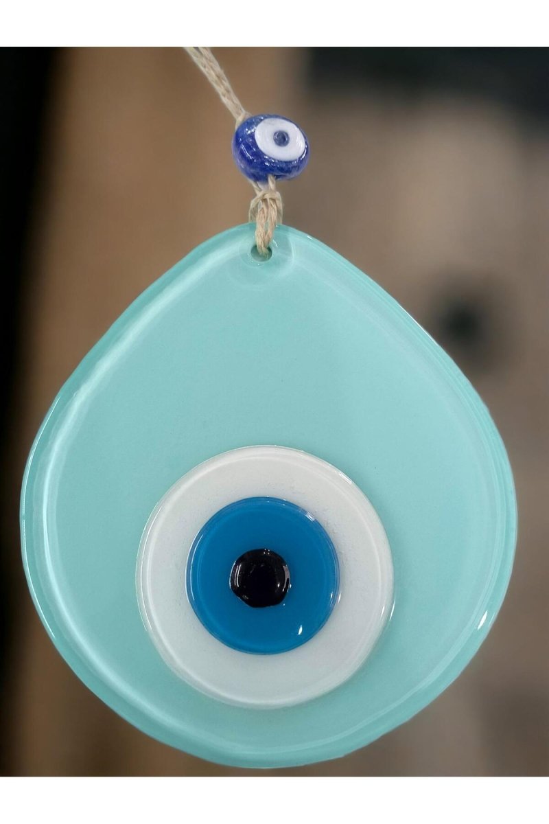 Blue Nazar Beaded Turquoise Color Drop Pattern Handmade Wall Ornament - TryAladdin