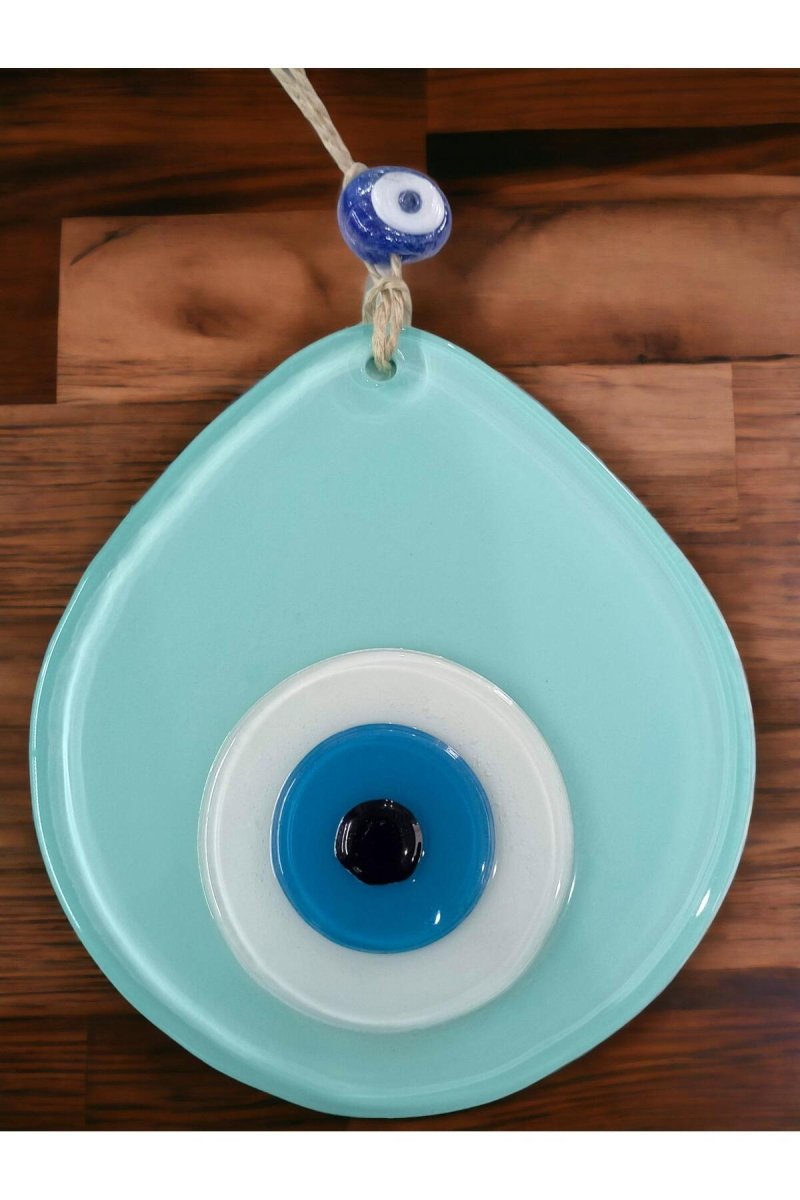 Blue Nazar Beaded Turquoise Color Drop Pattern Handmade Wall Ornament - TryAladdin