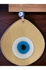 Blue Nazar Beads Gold Color Drop Pattern Handmade Wall Ornament - TryAladdin
