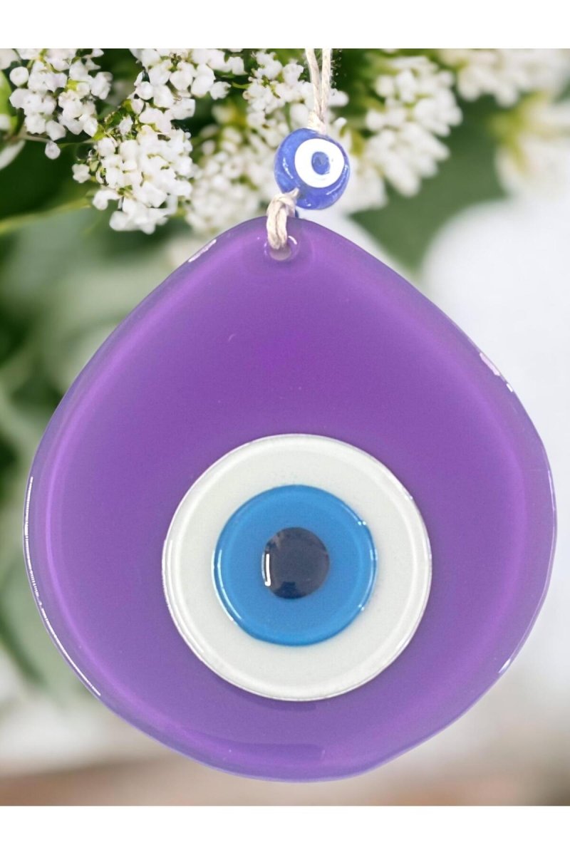 Blue Nazar Beads Purple Color Drop Pattern Handmade Wall Ornament - TryAladdin