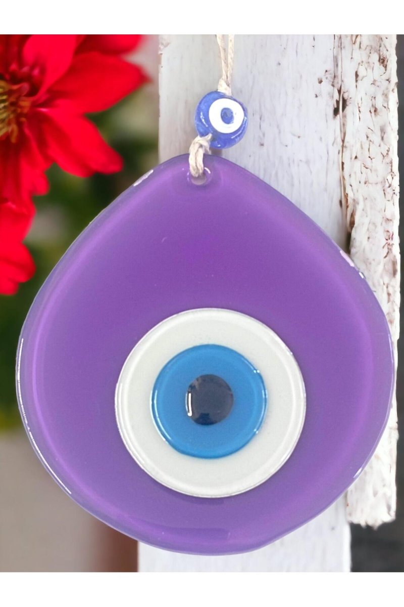 Blue Nazar Beads Purple Color Drop Pattern Handmade Wall Ornament - TryAladdin