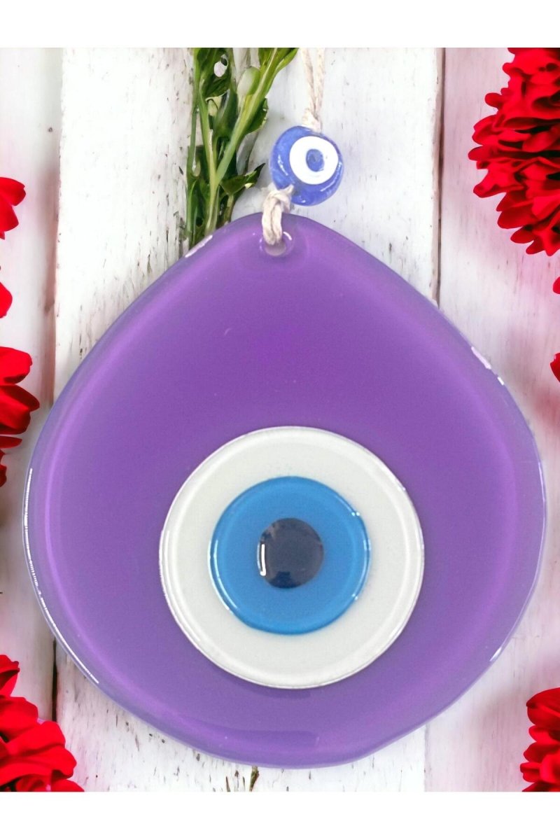 Blue Nazar Beads Purple Color Drop Pattern Handmade Wall Ornament - TryAladdin