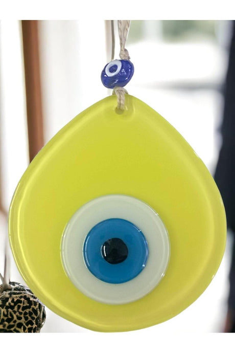 Blue Nazar Beads Yellow Color Drop Pattern Handmade Wall Ornament - TryAladdin