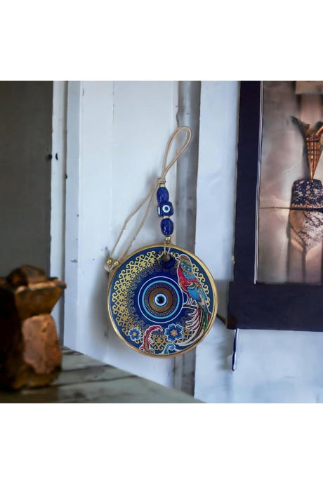 Gilded Nightingale Bird Flower Nazar Beaded Wall Ornament Glass Wall Decoration - TryAladdin